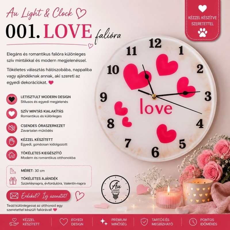 001. LOVE kézzel készített epoxy falióra