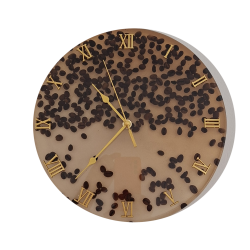 004. COFFEE kávészemes epoxy falióra – Au Light & Clock