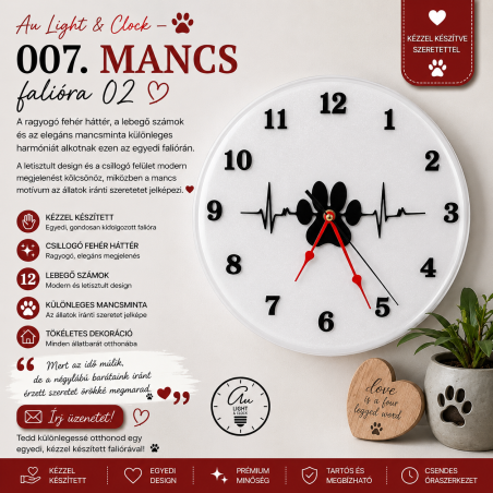 007. Mancs 02 kézzel készített epoxy falióra