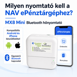 Mx8 (Mx6) mini cicás Bluetooth hőnyomtató NAV ePénztárgép alkalmazáshoz